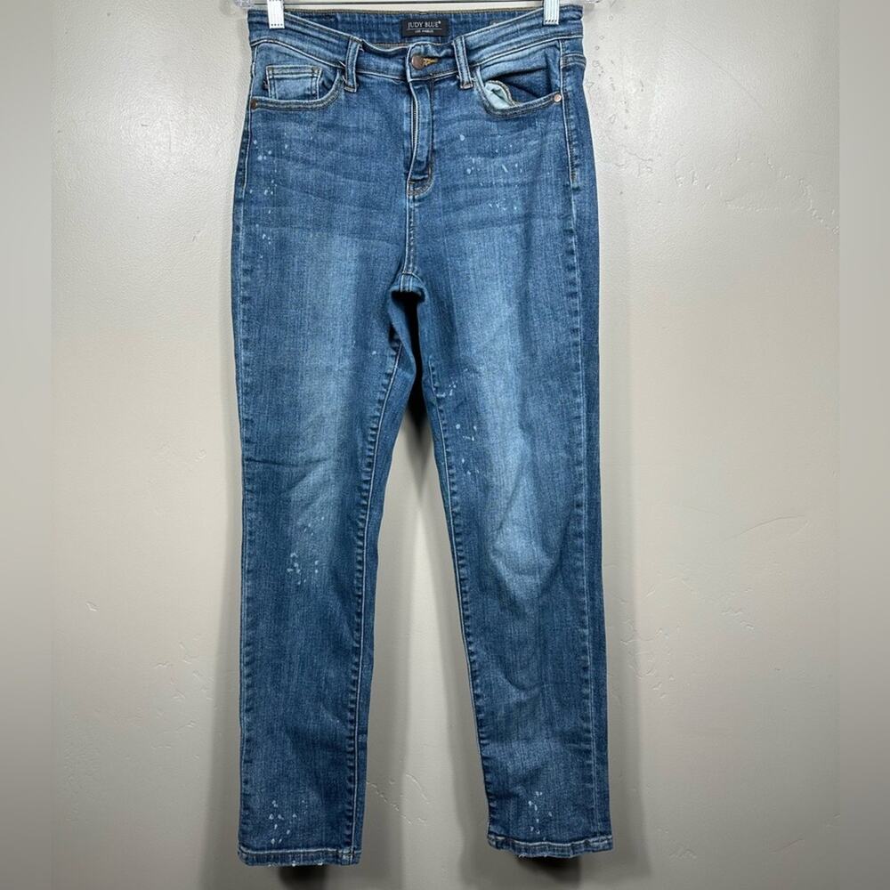 JUDY BLUE LANDER HIGH WAIST BLEACH SPLASH BOYFRIEND REGULAR JEANS SIZE 7 / 28 - Picture 3 of 7